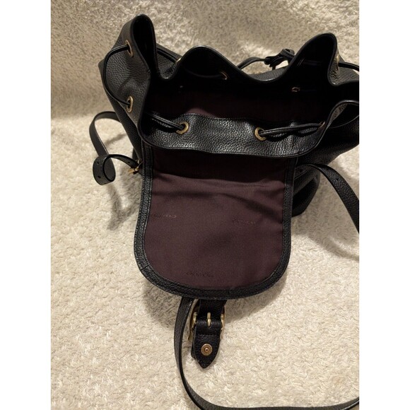 Coach Black Pebbled Leather Backpack Bag Authentic Evie Goldtone Hardware - Picture 6 of 12